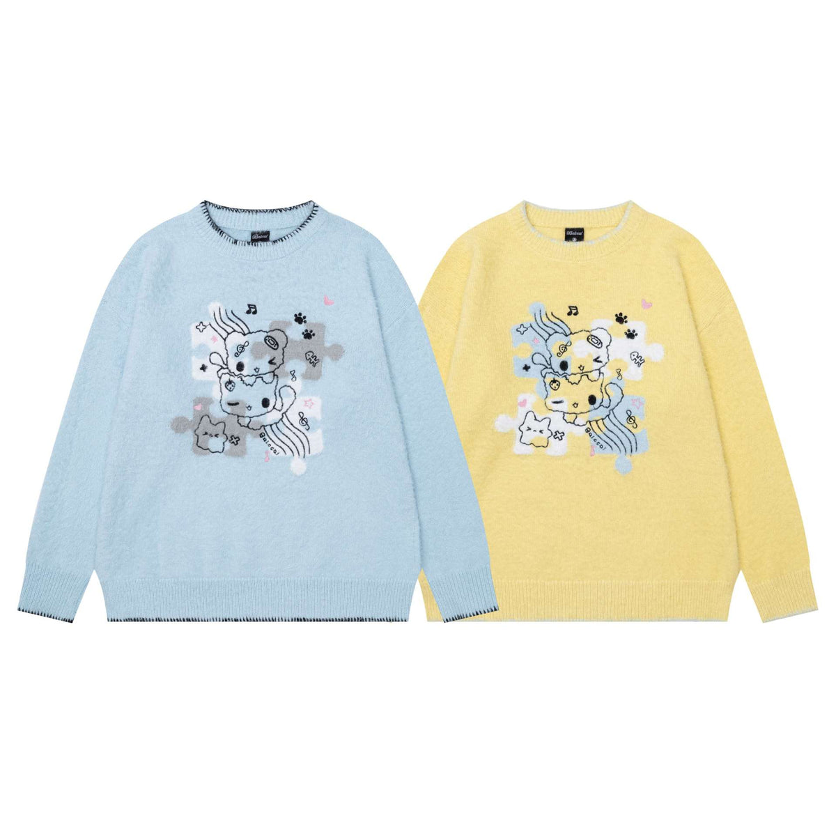 Stacked Kittens Jacquard Sweater