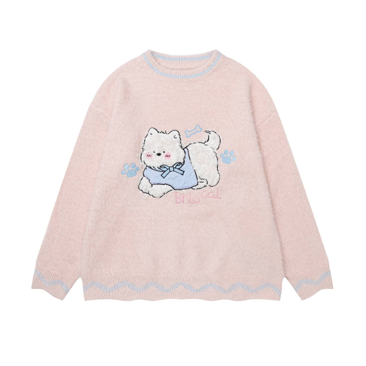 Round Neck Wave Contrast Sweater