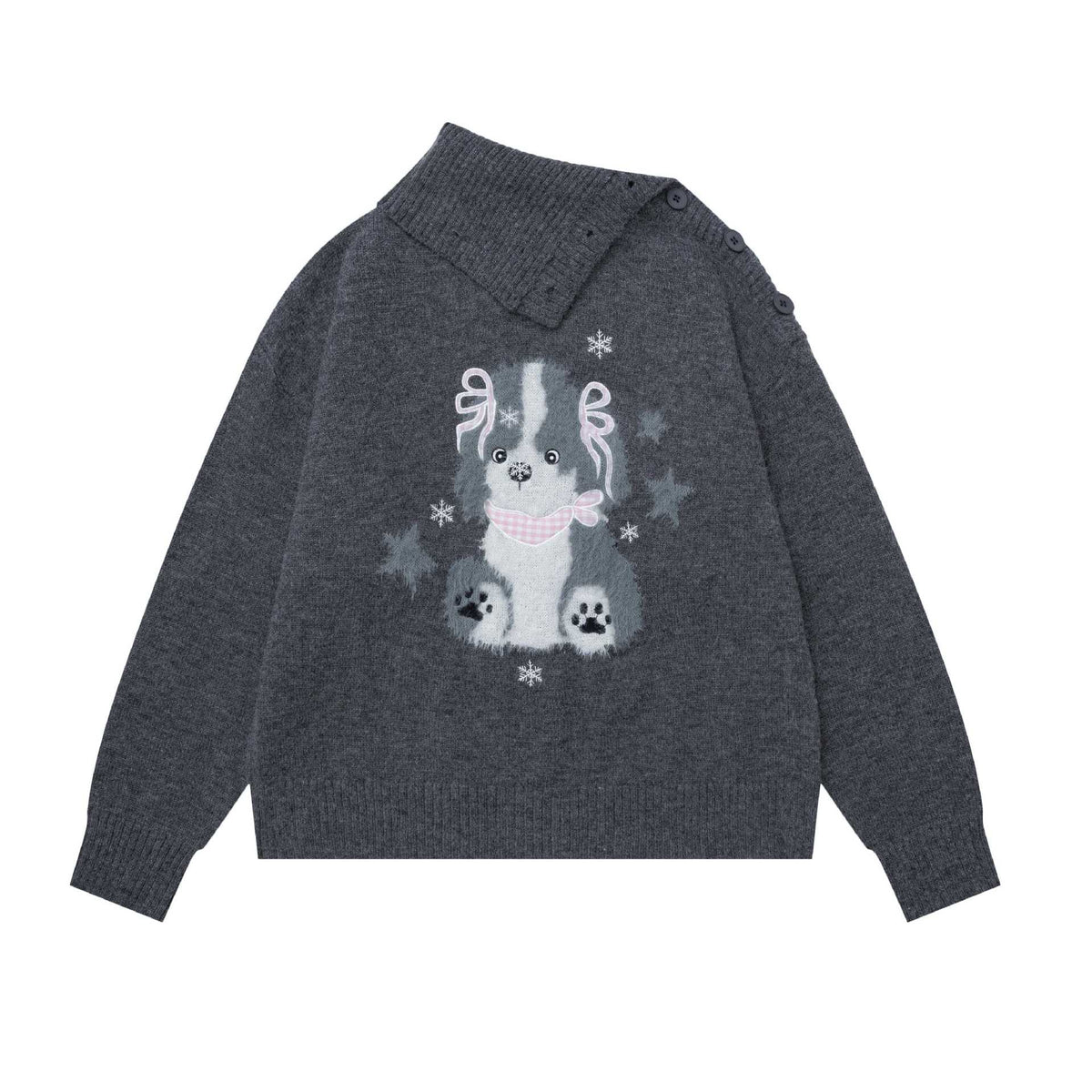 Plush puppy jacquard sweater