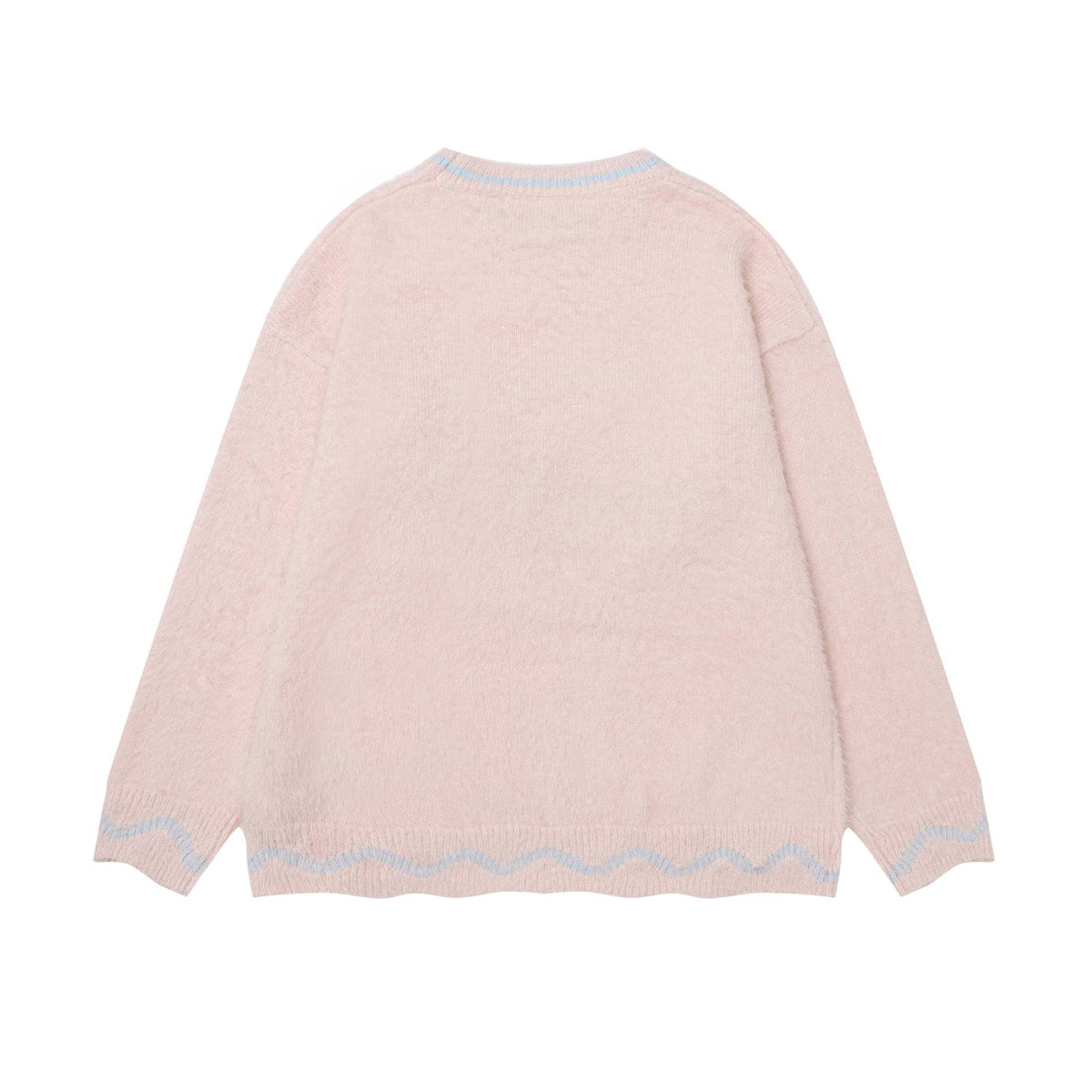 Round Neck Wave Contrast Sweater