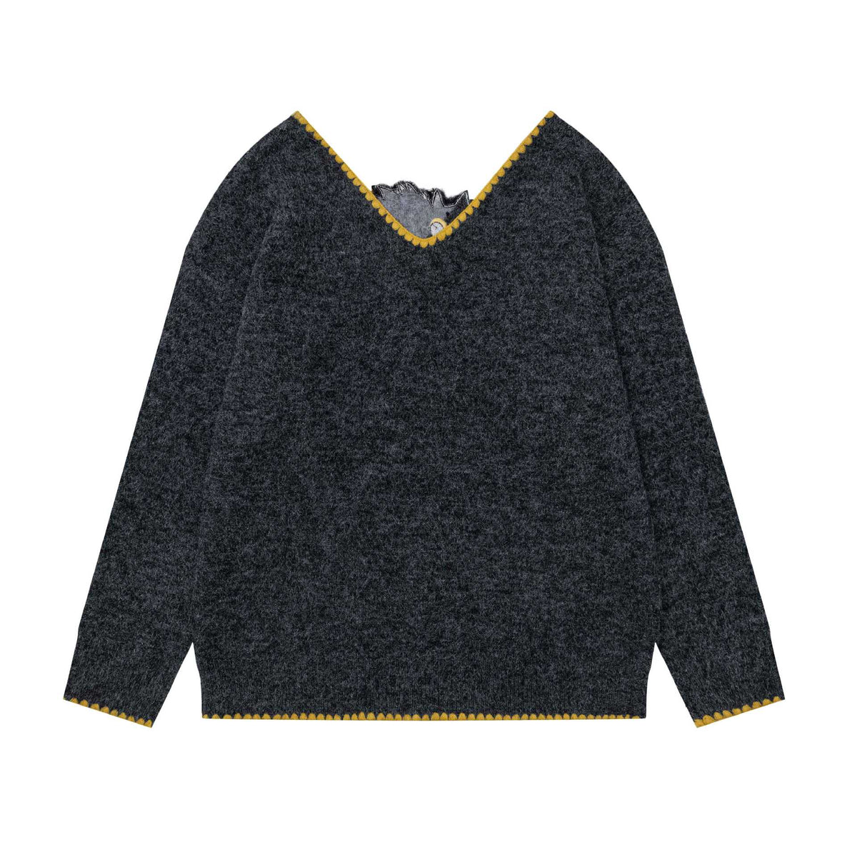 Color blocking lock edge 3D sweater
