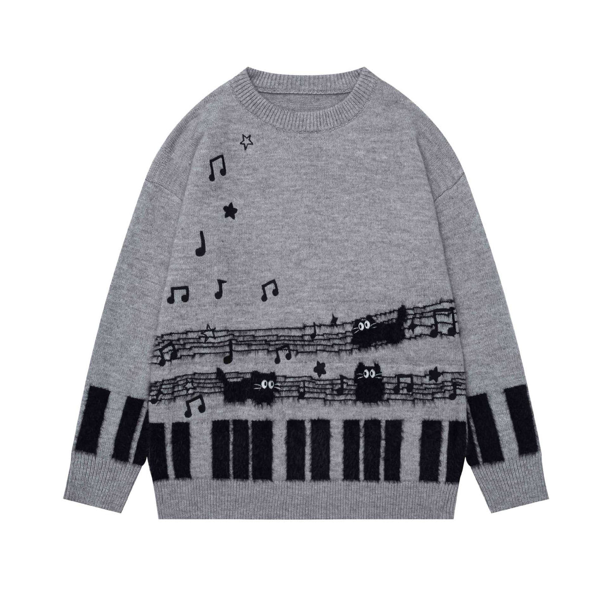 Note Cat Jacquard Sweater