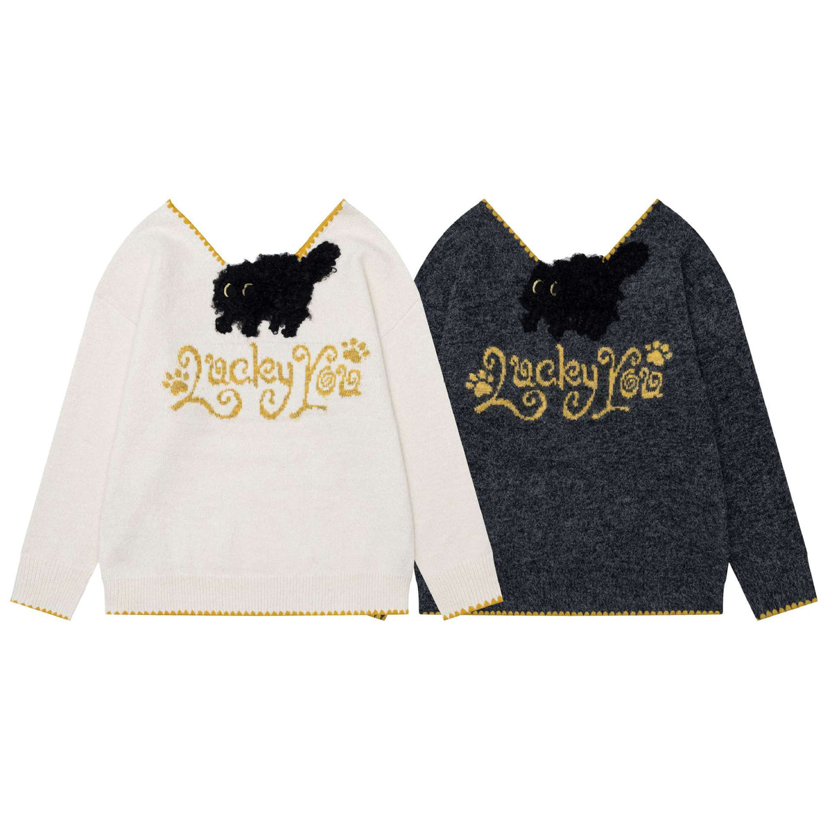 Color blocking lock edge 3D sweater