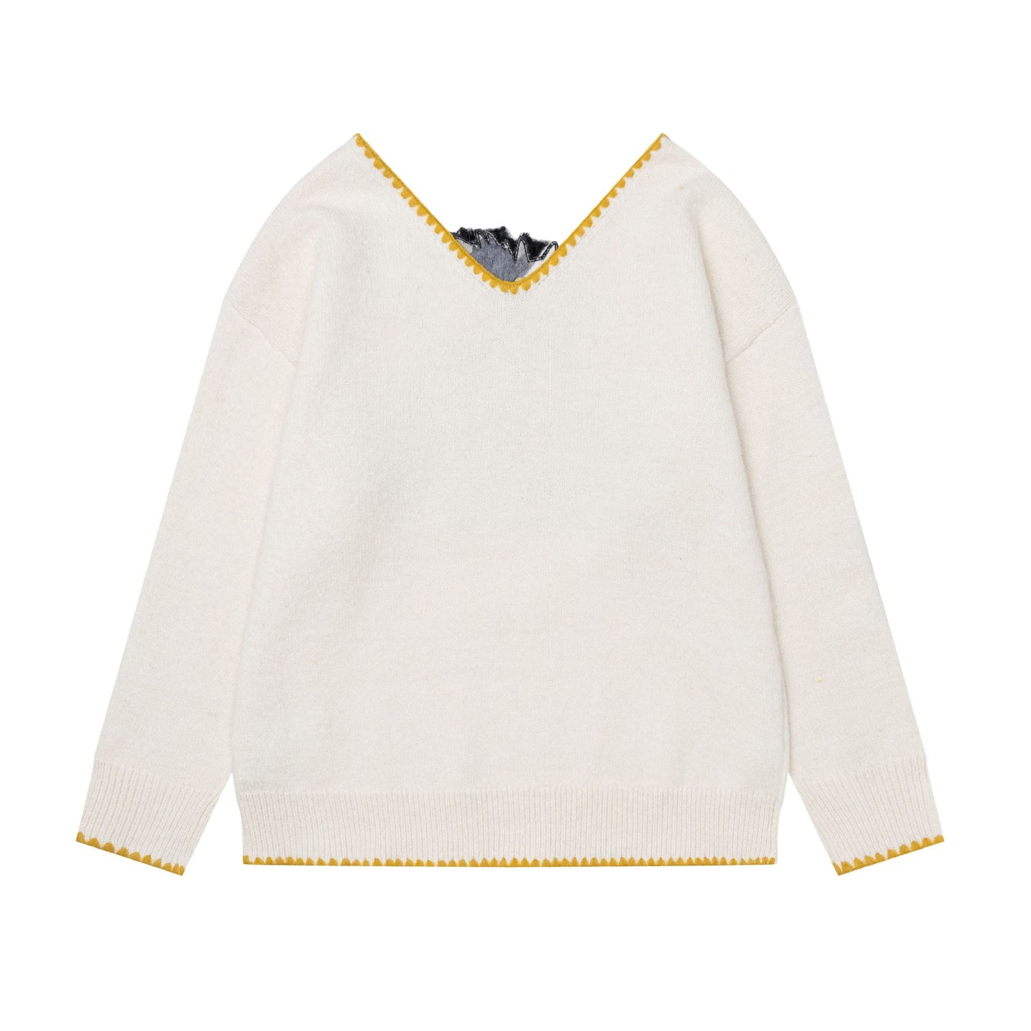 Color blocking lock edge 3D sweater
