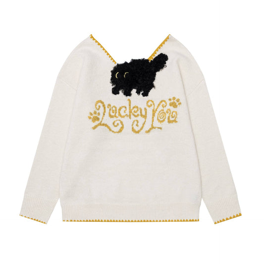 Color blocking lock edge 3D sweater