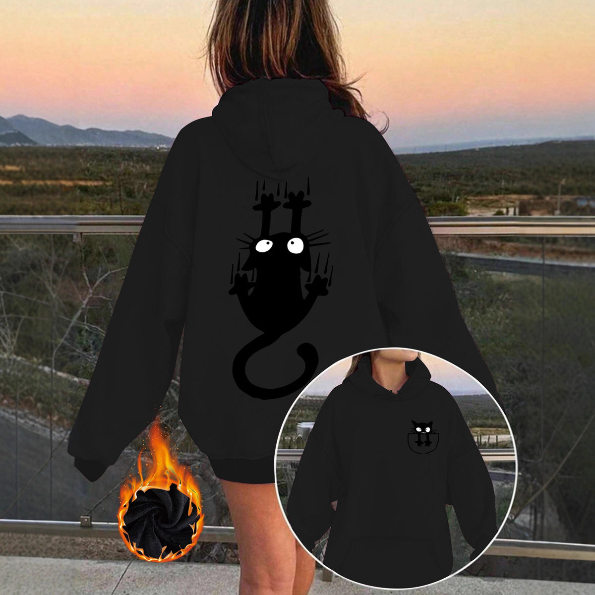 Hoodie with cute cat pattern