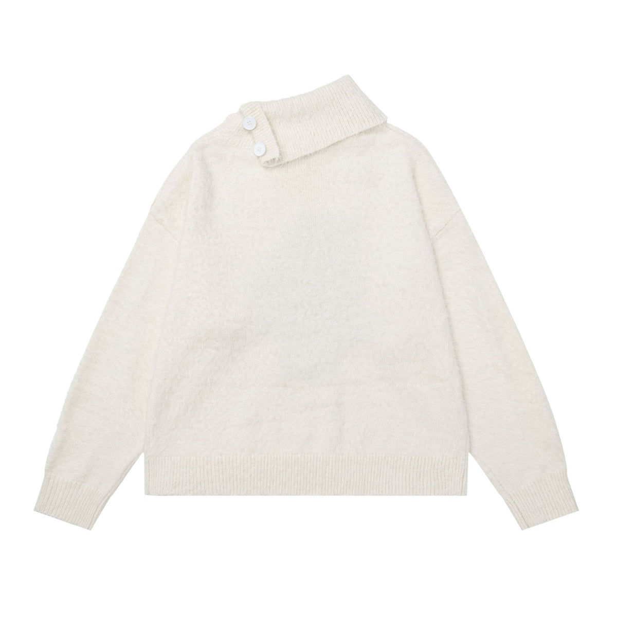 Diagonal button large lapel sweater