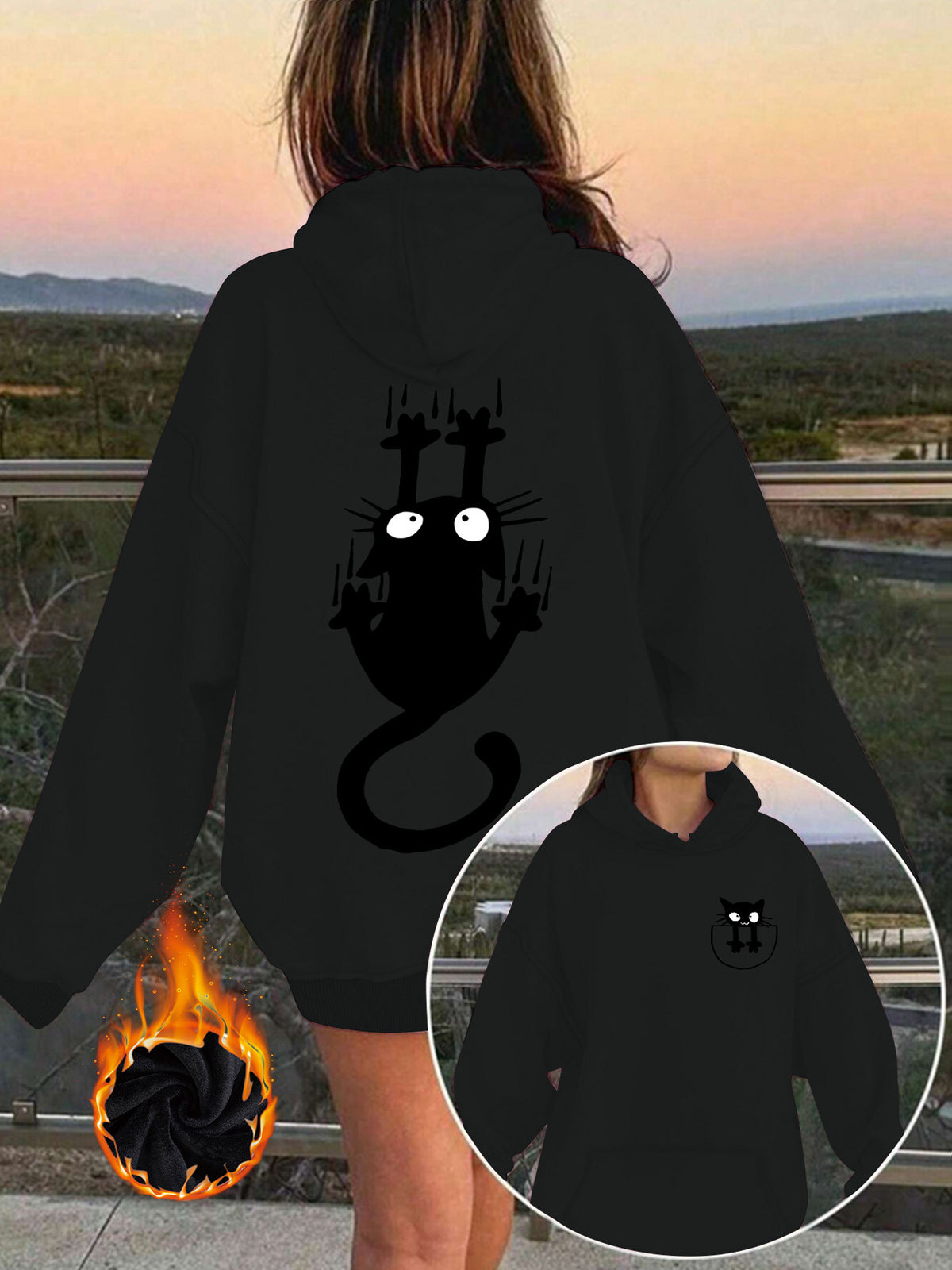 Hoodie with cute cat pattern