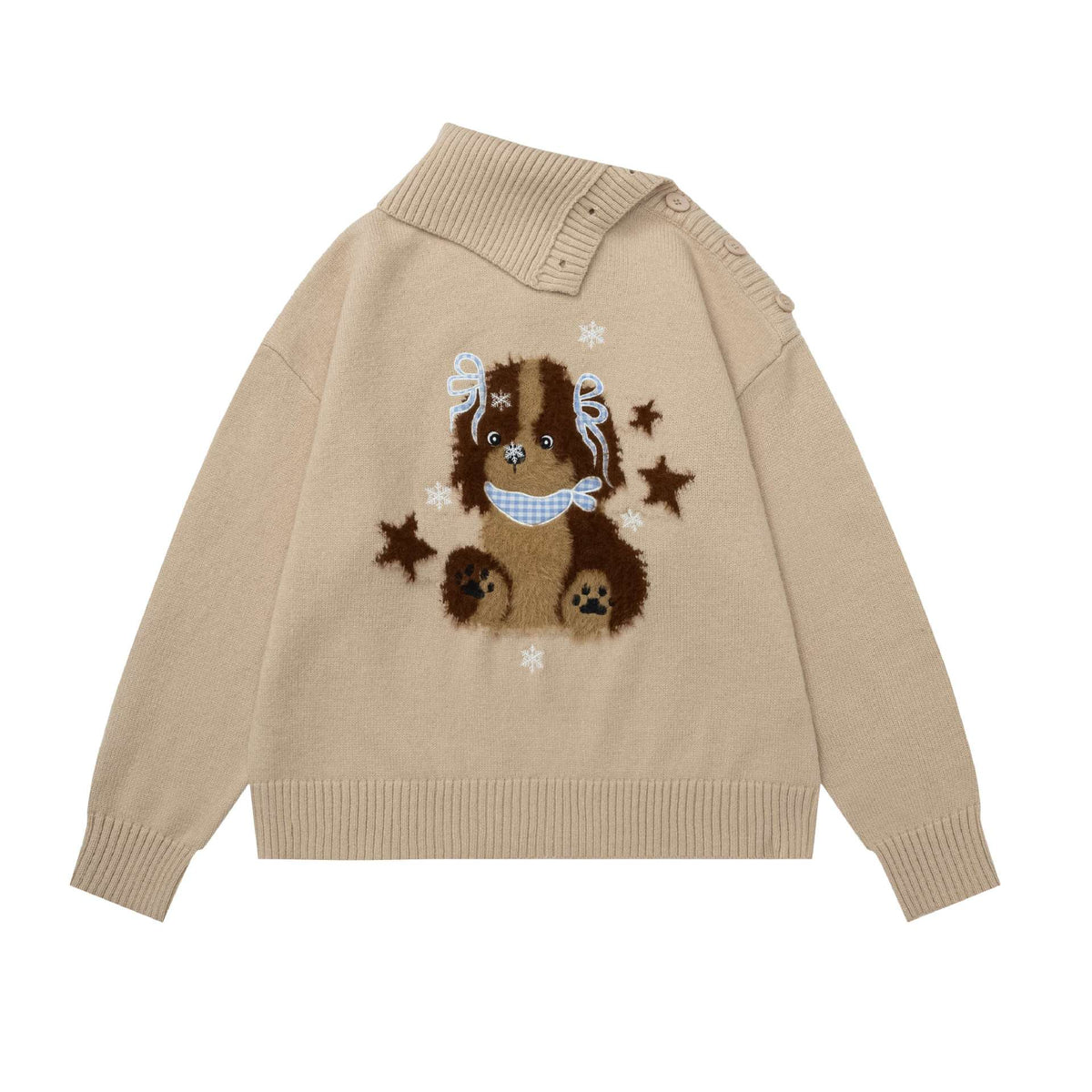 Plush puppy jacquard sweater