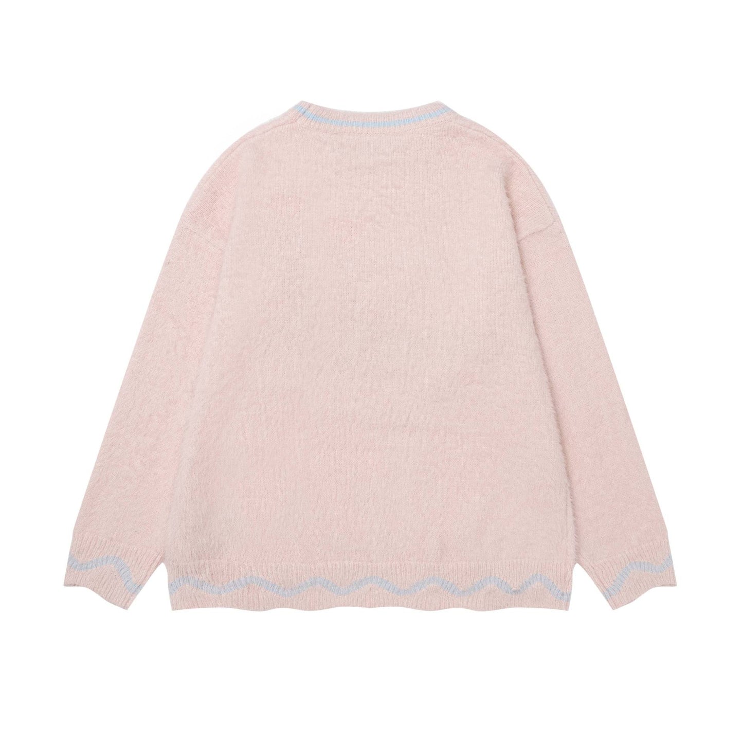Round neck contrasting wave sweater