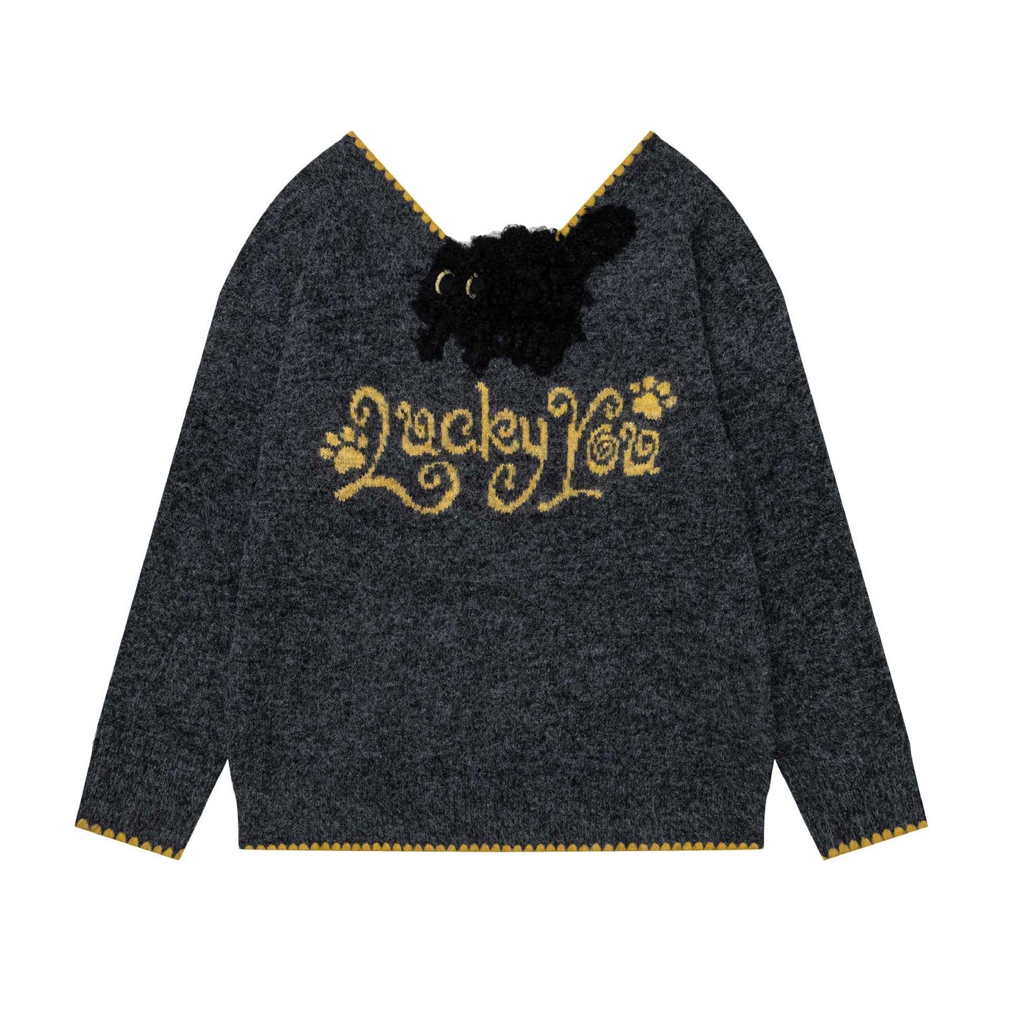 Color blocking lock edge 3D sweater