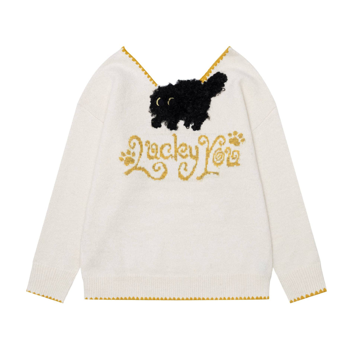 Color blocking lock edge 3D sweater