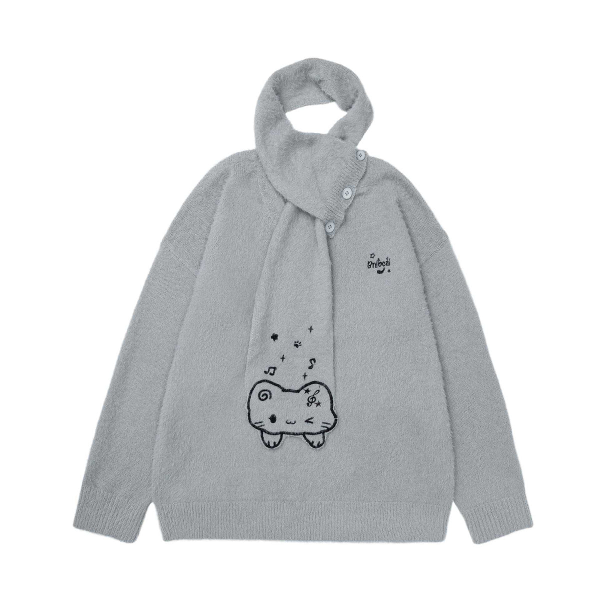 Simple pen cat embroidery sweater