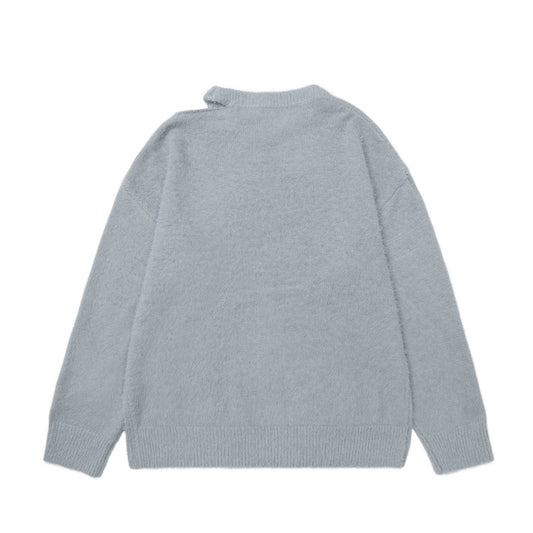 Cat Jacquard Piercing Sweater
