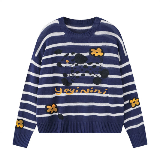Spotted puppy flower sweater
