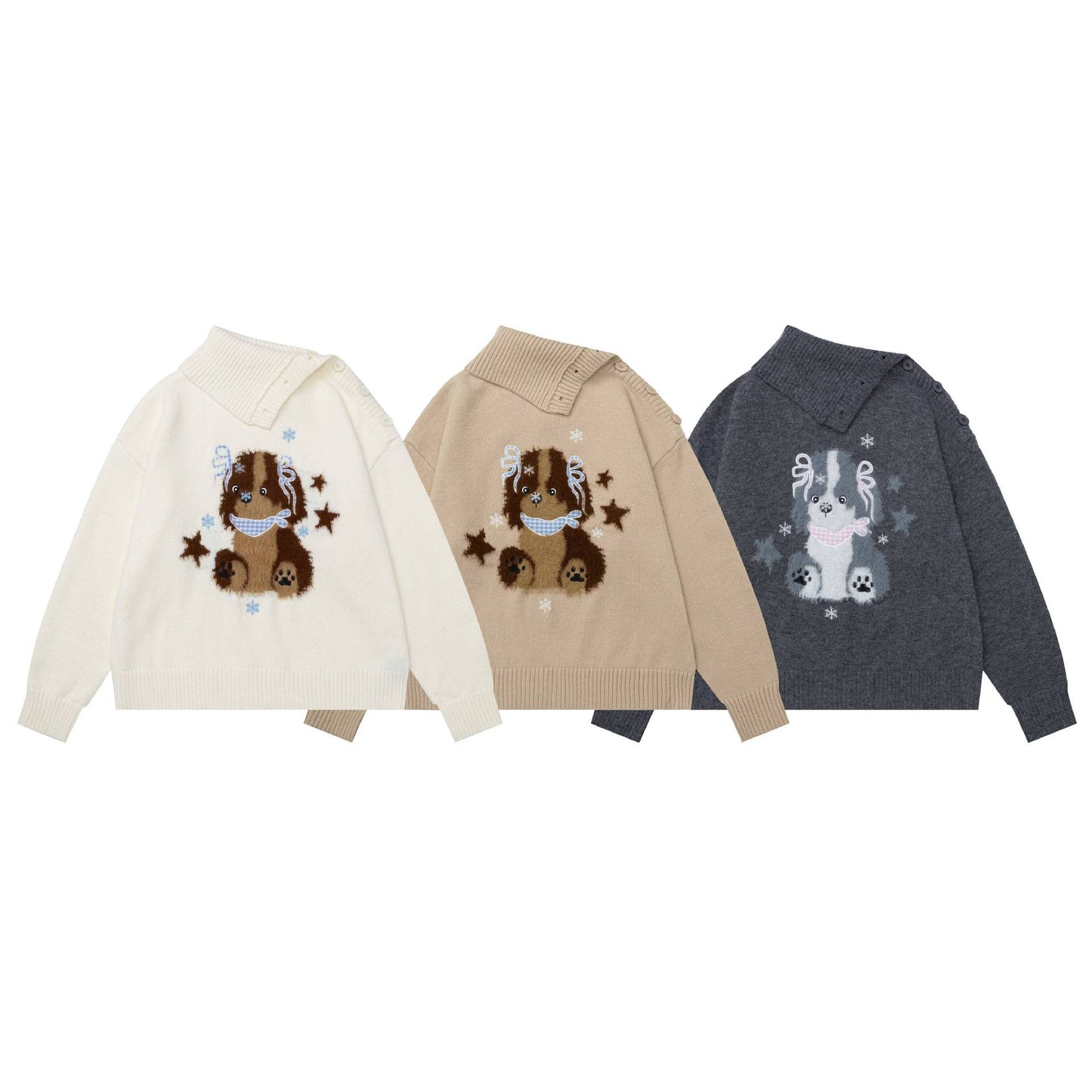 Plush puppy jacquard sweater