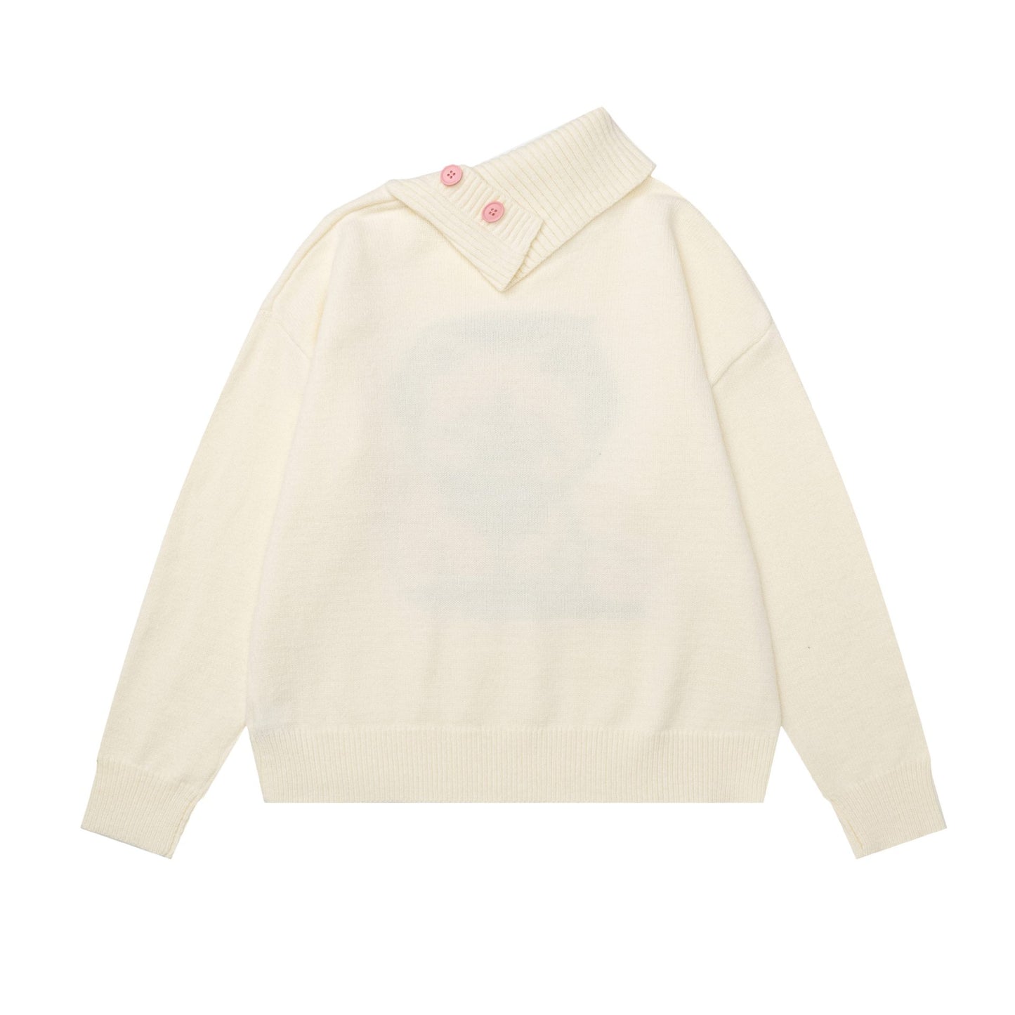 Earphones kitten diagonal button sweater