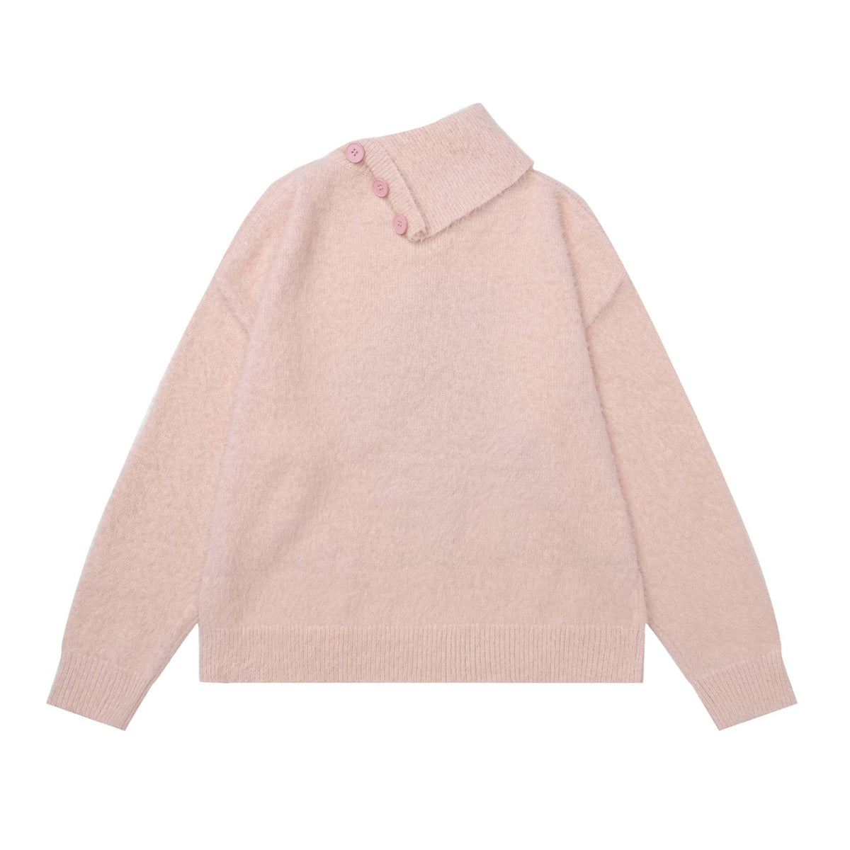 Diagonal button large lapel sweater