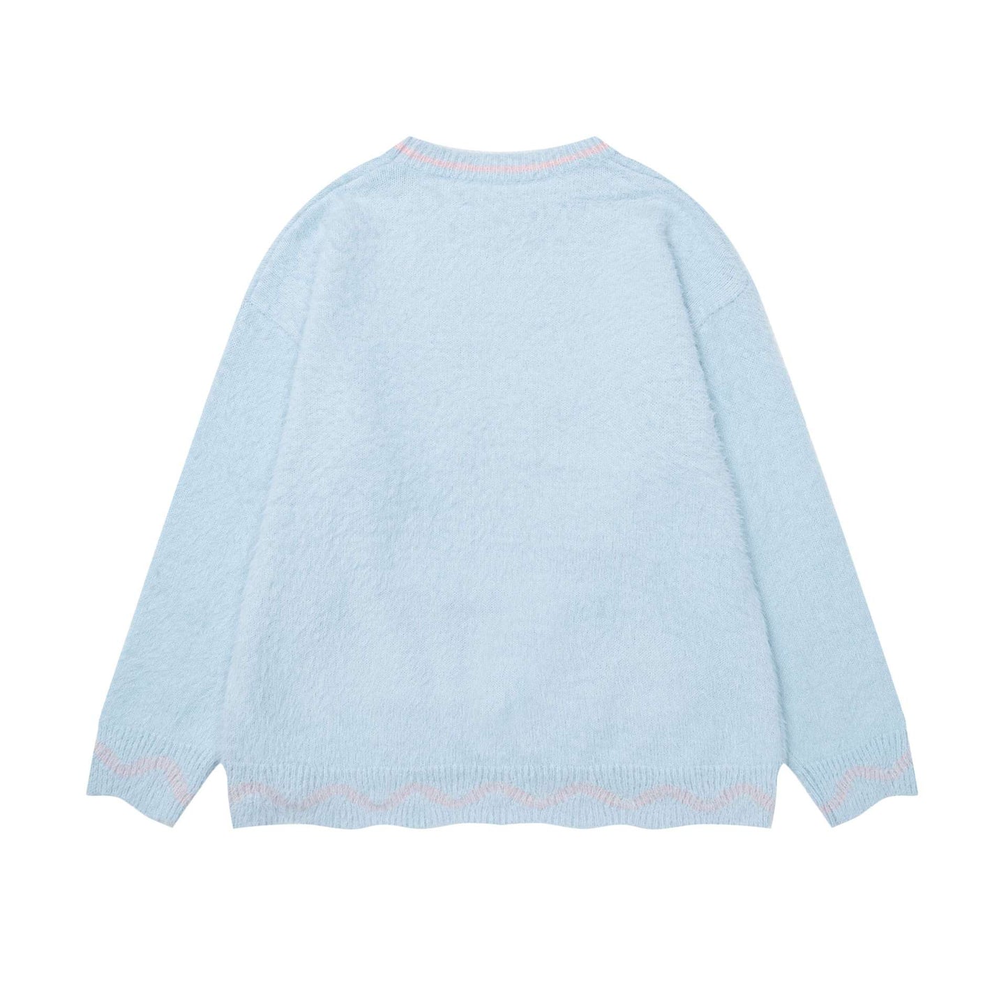 Round neck contrasting wave sweater