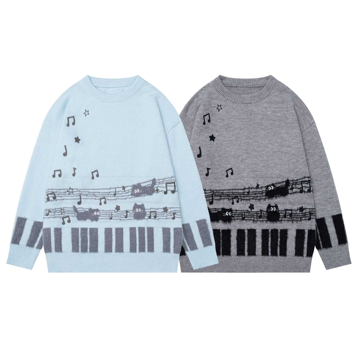 Note Cat Jacquard Sweater
