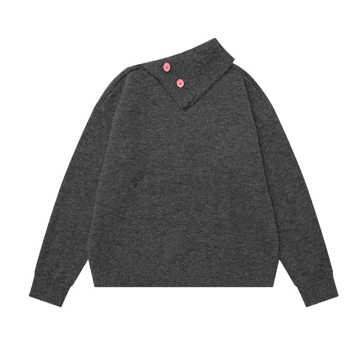Earphones kitten diagonal button sweater