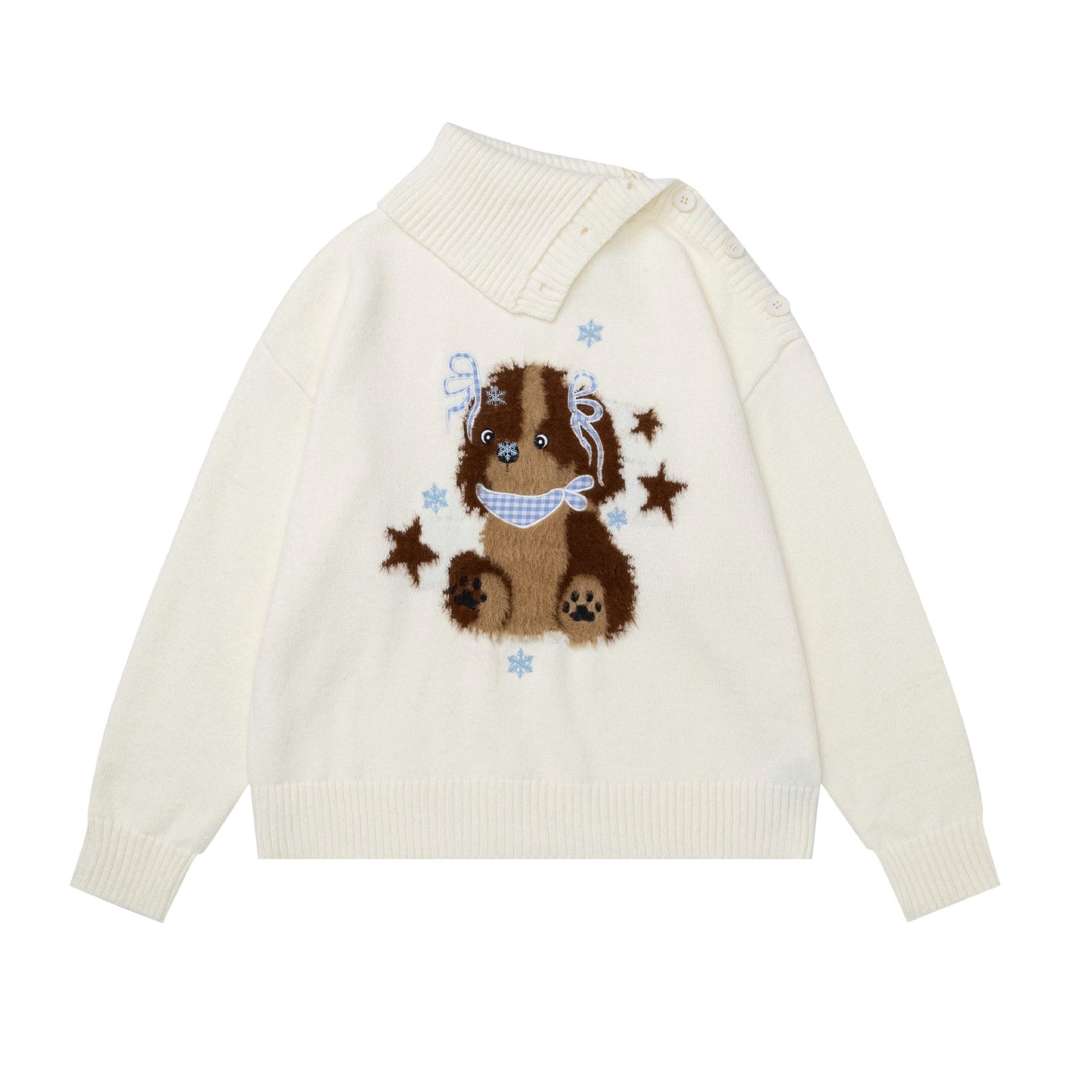 Plush puppy jacquard sweater
