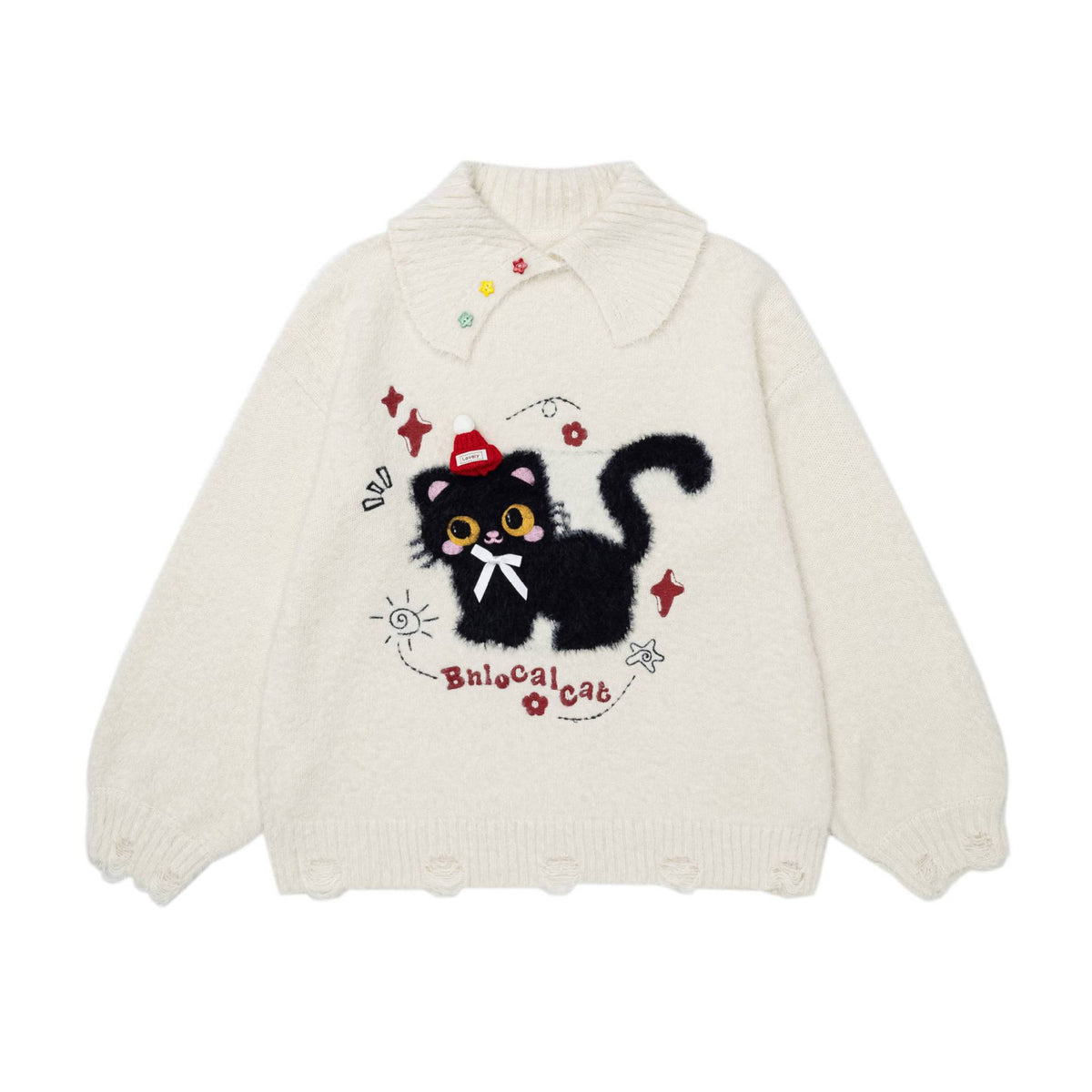 Plush little black cat sweater